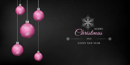 Black and pink Merry Christmas.のイラスト素材