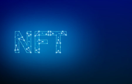 Blue NFT concept from polygonal mesh.のイラスト素材