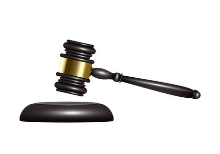 Dark wood golden judge or auction gavel.のイラスト素材