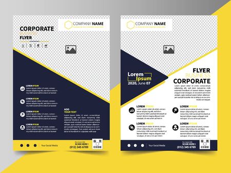 Blue Yellow Flyer Template Brochure Corporateのイラスト素材