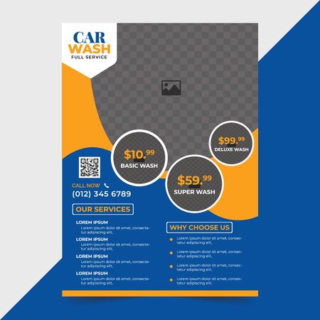 Car Washing Flyer Template Designのイラスト素材
