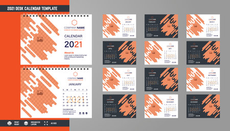 2021 Desk Calendar Template Designのイラスト素材