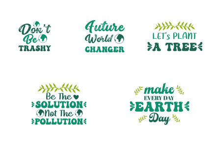 Vector set of hand drawn lettering quotes about Earth Day.のイラスト素材