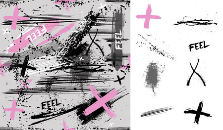 Vector set of grunge textures. Grunge brush strokes.のイラスト素材