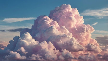 Colorful fluffy clouds in the blue sky. 3D Renderingの素材