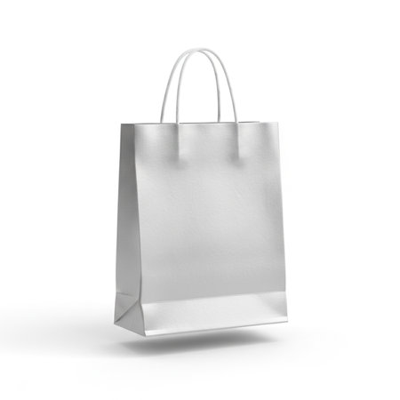 Blank shopping bag isolated on white background. 3D rendering.の素材
