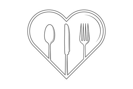 Cutlery Outline, Cutlery Silhouette, Fork Vector, Restaurant Equipment, Clip Art, Fork Spoon and Knife Outlineのイラスト素材