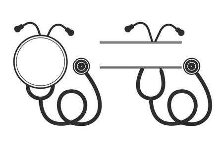 Stethoscope Monogram Vector, Medical tools Monogram Vector, Stethoscope illustration, Doctor, Nurse, Health, illustration, Clip Art, medical illustrationのイラスト素材