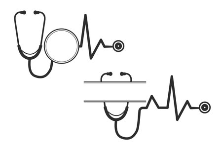 Stethoscope Monogram Vector, Medical tools Monogram Vector, Stethoscope illustration, Doctor, Nurse, Health, illustration, Clip Art, medical illustrationのイラスト素材