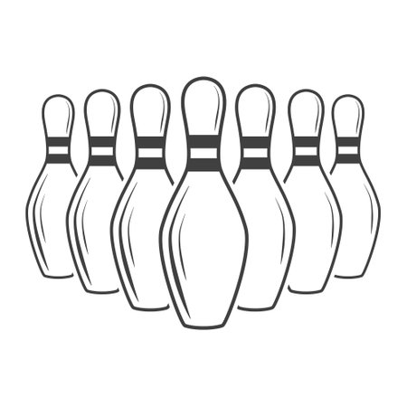 Bowling Outline Vector, Bowling, vector, Bowling silhouette, silhouette, Sports silhouette, Game vector, Game tournament, champions leagueのイラスト素材