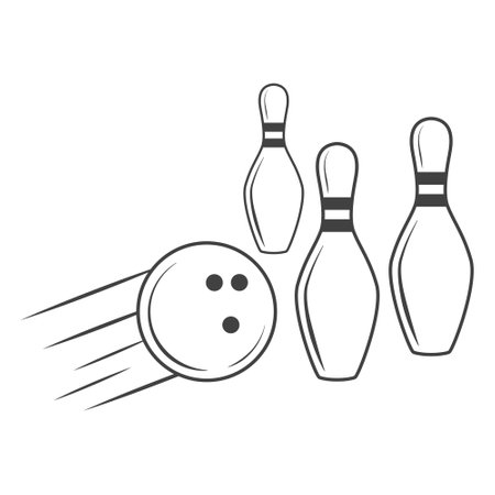 Bowling Outline Vector, Bowling, vector, Bowling silhouette, silhouette, Sports silhouette, Game vector, Game tournament, champions leagueのイラスト素材