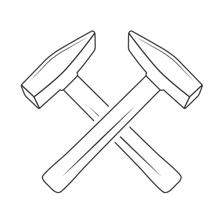 Hammer Outline Vector, Hammer Icon, Hammer illustration, Carpenter Vector, Mechanic silhouette, Mechanic Tools, Carpenter tools, Worker elements, Labor equipment, Labor Dayのイラスト素材