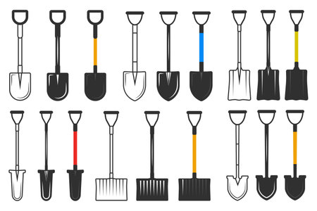 Shovel icons set. Flat illustration of shovel vector icons for web designのイラスト素材