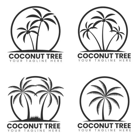 Coconut Tree Logo, Tree Logo, Coconut Tree silhouette, Coconut Plant Logo, Plant Monogram, Tree Vector, Silhouette,  Palm Tree, Logo design, Logos, Brandingのイラスト素材