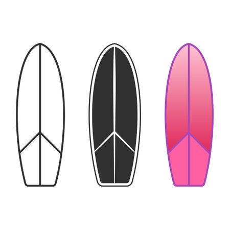 Surfing board Vector, Surf Board Illustrations, Surfboard clip art, Surfing, Surf Board, Surfing Silhouette, Silhouette, outline vector, Summer, Summer Elements, Summer holidayのイラスト素材