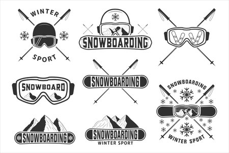 Snowboarding Typography Bundle, Snowboarding Vector Bundle, Snowboard Typography, Typographic Winter Thrill, Winter Sports Bundle, Snowboarding Typography Adventureのイラスト素材