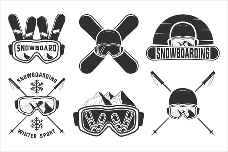 Snowboarding Typography Bundle, Snowboarding Vector Bundle, Snowboard Typography, Typographic Winter Thrill, Winter Sports Bundle, Snowboarding Typography Adventureのイラスト素材