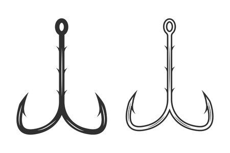 Fishing Hook Vector, Fishhook silhouette, Fishing Hook Set, Premium Quality Fishing Hook Vectors, Antique-Inspired Fishing Hook Graphics, Detailed Vector Designs for Anglersのイラスト素材