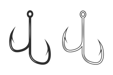 Fishing Hook Vector, Fishhook silhouette, Fishing Hook Set, Premium Quality Fishing Hook Vector, Fishing Hook Graphics, Stylish Fishing Hook, illustration, Classic Fishing Hooksのイラスト素材