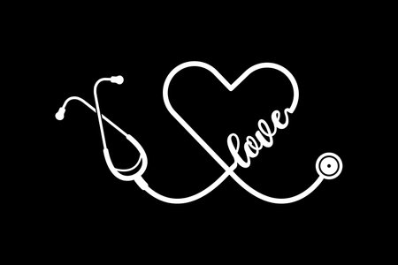 Stethoscope Heart Vector, Medical Stethoscope Heart Shape Vector, Stethoscope Pulse Vector, Heart Health Stethoscope Icon, Medical tools Vector, Stethoscope typography, Doctorのイラスト素材