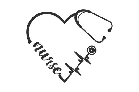 Stethoscope Heart Vector, Medical Stethoscope Heart Shape Vector, Stethoscope Pulse Vector, Heart Health Stethoscope Icon, Medical tools Vector, Stethoscope typography, Doctorのイラスト素材