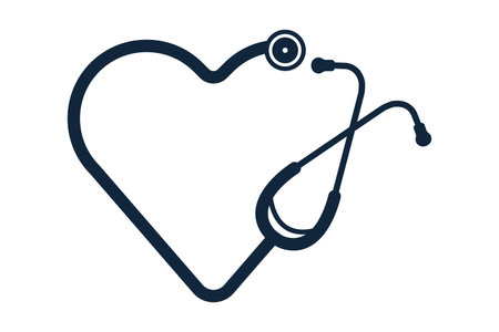 Stethoscope Heart Vector, Medical Stethoscope Heart Shape Vector, Stethoscope Pulse Vector, Heart Health Stethoscope Icon, Medical tools Vector, Stethoscope typography, Doctorのイラスト素材