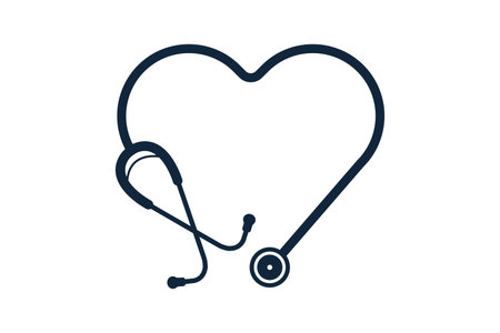 Stethoscope Heart Vector, Medical Stethoscope Heart Shape Vector, Stethoscope Pulse Vector, Heart Health Stethoscope Icon, Medical tools Vector, Stethoscope typography, Doctorのイラスト素材