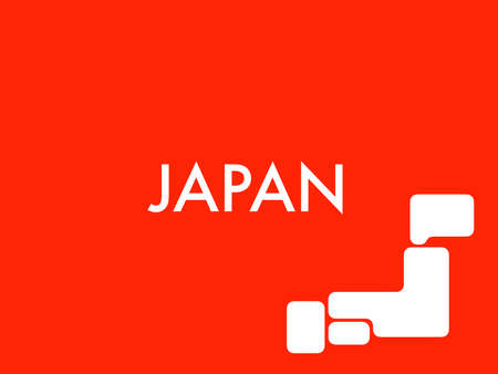 Pop "JAPAN" (Japan) image (pop deformed Map of Japan icon) (red background)の写真素材