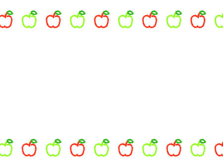 ãCrayon Doodle StyleãApple & Pear Line Frameの写真素材