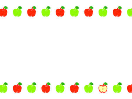 ãCrayon Doodle StyleãApple & Pear Frameの写真素材