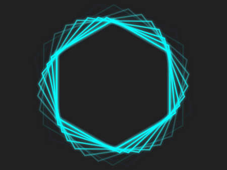 [Hexagon] simple neon afterimage image [cyan]の写真素材