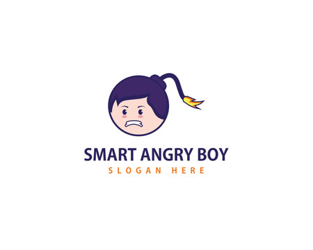 smarts attack bomb boy  design vector graphic symbol icon illustration creative idea. Smart Angry Boy Bombのイラスト素材
