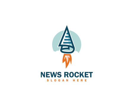News paper Rocket logo designs concept vector, Spaceship logo designs template, Startup logo designs.のイラスト素材