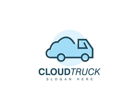 Cloud Truck Logo Design Template, Delivery Service, Logistic, Transportation Companyのイラスト素材