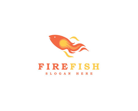 fish fire logo vector icon illustration design template on white background - vectorのイラスト素材