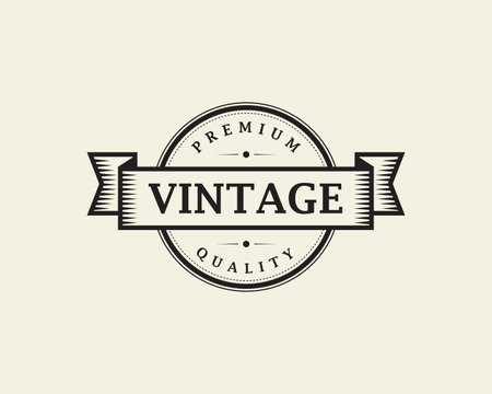 Vintage Retro Insignia, Badge or Logo Template Vector Designのイラスト素材