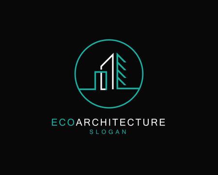 Eco Architecture Logo Design Template, Building and Construction Logo Design Vectorのイラスト素材