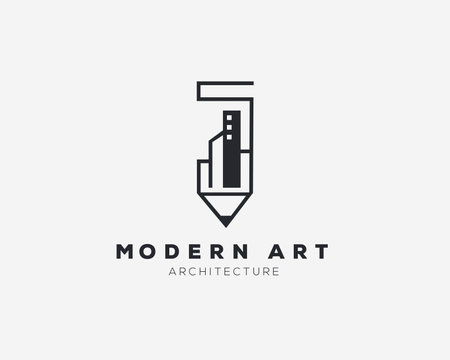 pencil logo vector icon illustration design template line art style modern businessのイラスト素材