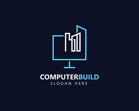 Computer logo template vector icon illustration design,clean and modern logotypeのイラスト素材