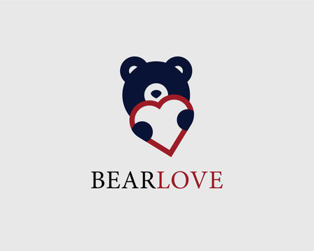 Bear love logo design template. Bear with heart and love icon.のイラスト素材