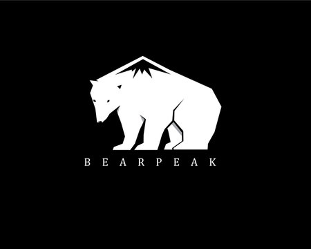 Black and white bear logo design. Vector illustrationのイラスト素材