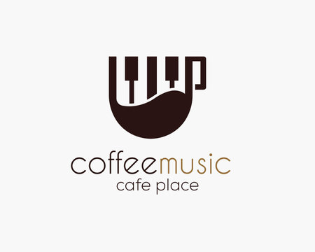 Coffee Music shop logo design template. Coffee shop logo design.のイラスト素材
