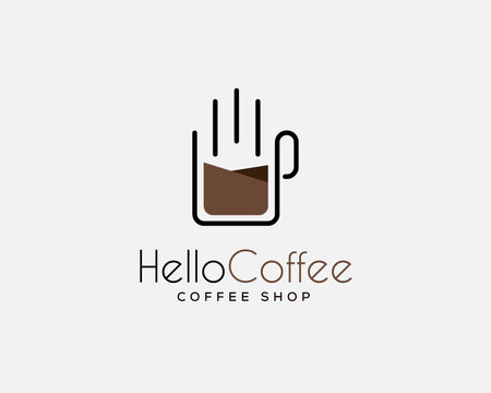 Hello Coffee Logo Template vector icon design, coffee shop logoのイラスト素材