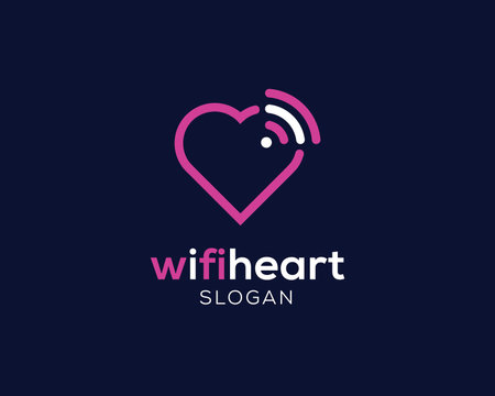 Wifi heart logo template. Vector illustration, modern logotype designのイラスト素材