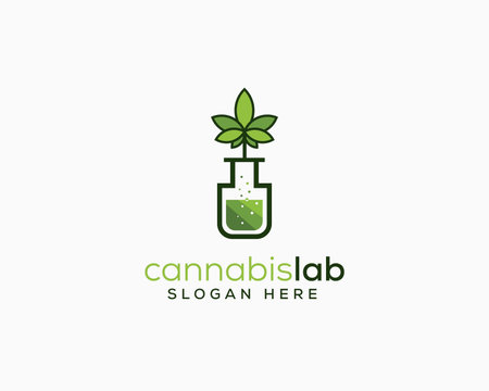 Cannabis logo vector icon illustration design template, medical marijuana logoのイラスト素材