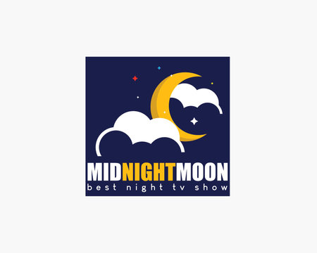 Moon and cloud logo design template. Night sky vector logo design.のイラスト素材