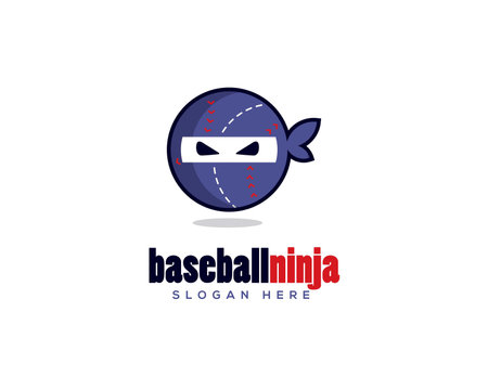 Ninja Baseball logo design vector template.のイラスト素材