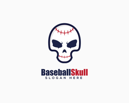 Skull and Baseball logo design template.のイラスト素材