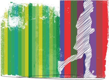 Marathon runner in abstract background. Vector illustrationのイラスト素材