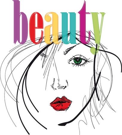 artist draws beautiful woman face illustration.のイラスト素材